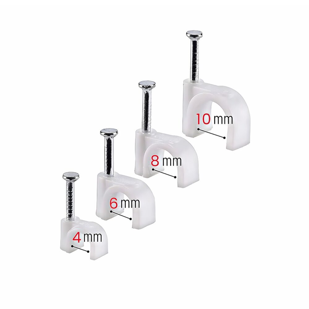 Klem Kabel Putih Paku Beton Super Kuat Strengthened Round Cable Clip