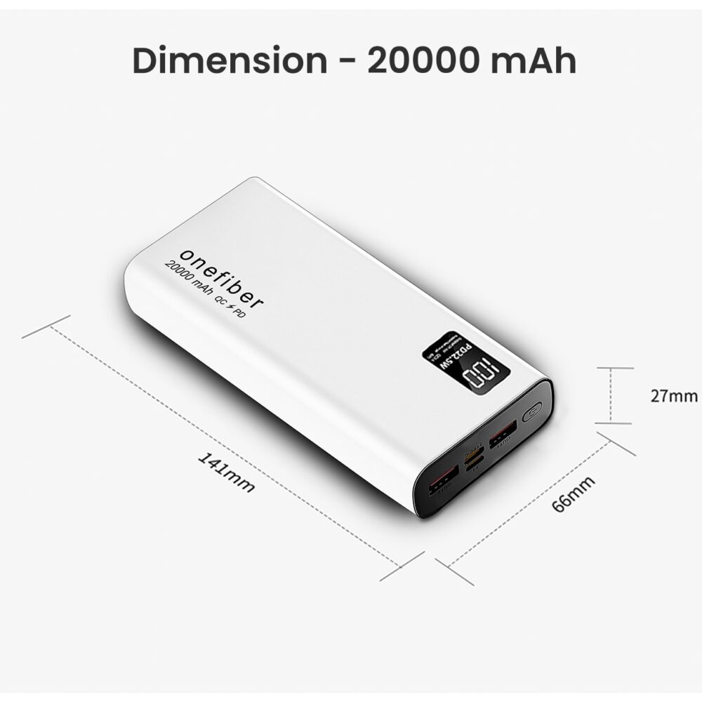 Power Bank 20000 mAh Quick Charge PD 3.0 PPS 22.5W LED Panel - Image 2