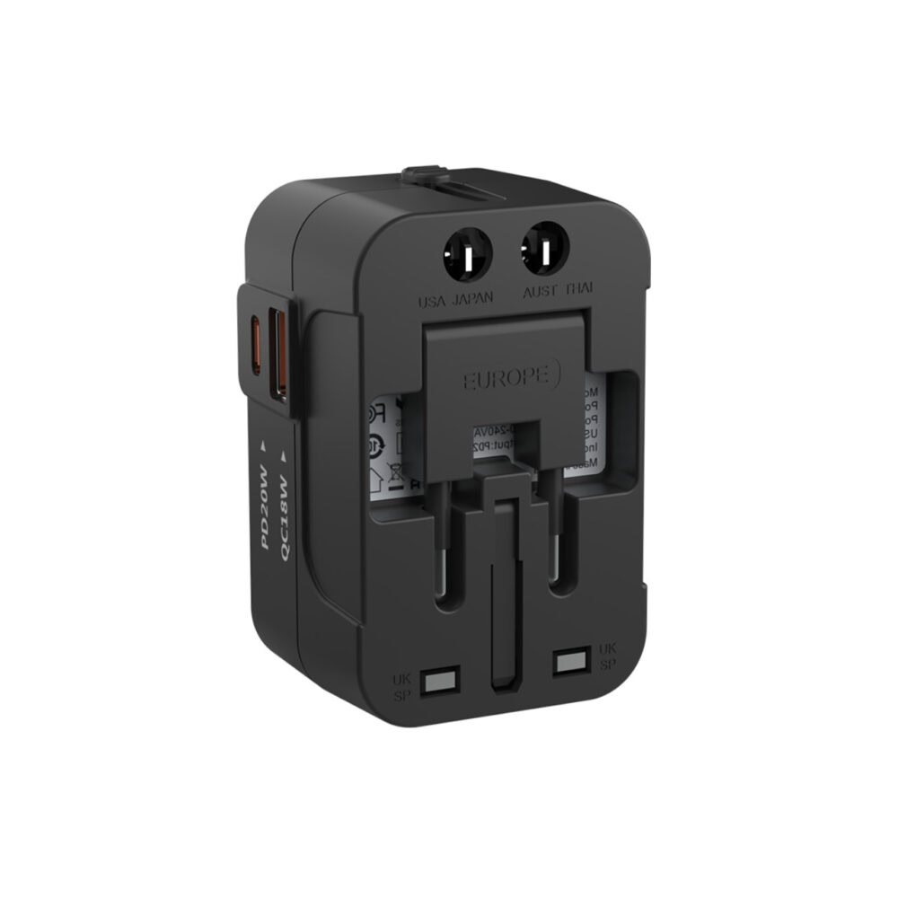 Universal Travel Power Adaptor with USB + Type-C PD PPS - Image 2