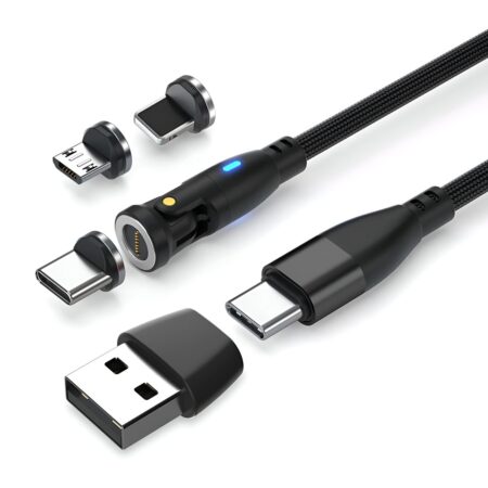 Kabel Magnetic Rotation 9-pin USB-A / Type-C to Type-C / MicroUSB / Lightning