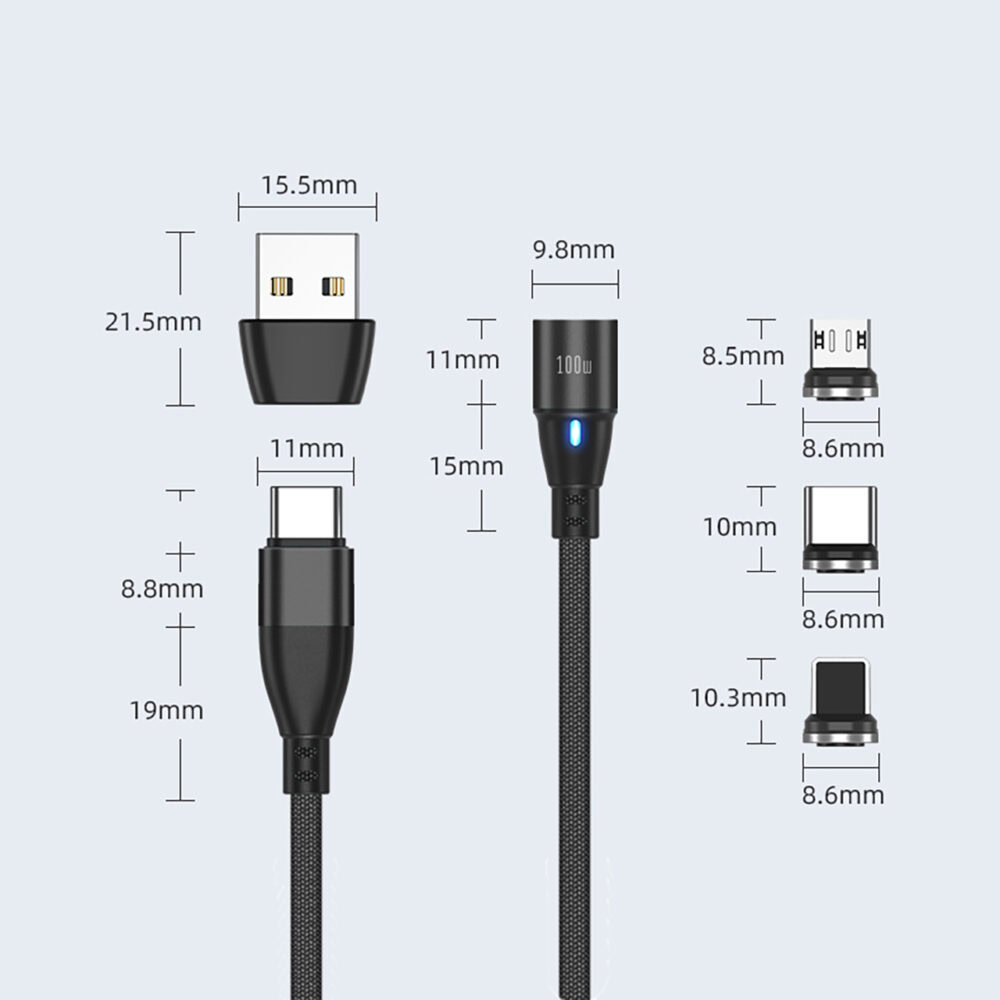 Kabel Magnetic 9-pin USB-A / Type-C to Type-C / MicroUSB / Lightning - Image 2