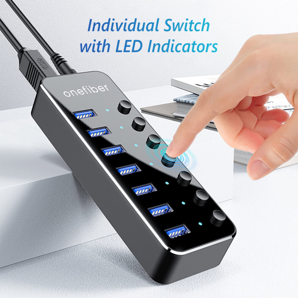 Active Powered, Detachable Uplink USB Hub Type-A to 7 Port Type-A - Image 3